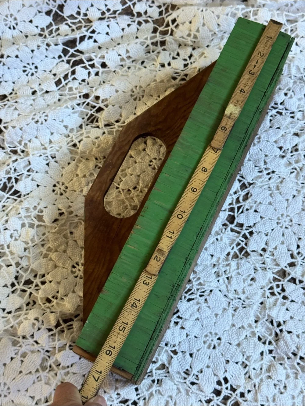 Vintage Wooden Plaster Float Green Primitive Carpenter Tool Farmhouse Decor